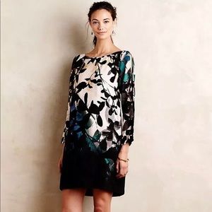 Anthropologie Shaded Garden Mini Dress Maeve size Small Long Sleeve
